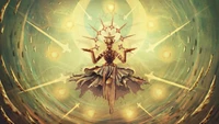 La presencia tranquila de Zenyatta en Overwatch: Un equilibrio celestial de luz y armonía.