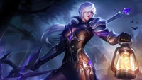 Silvanna : Justice de Minuit - Une guerrière sombre avec une lanterne dans Mobile Legends