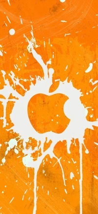 Éclaboussure orange vibrante avec illustration du logo Apple