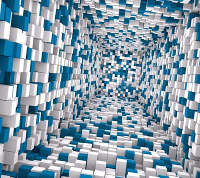 abstrait, cubes, intel, tunnel