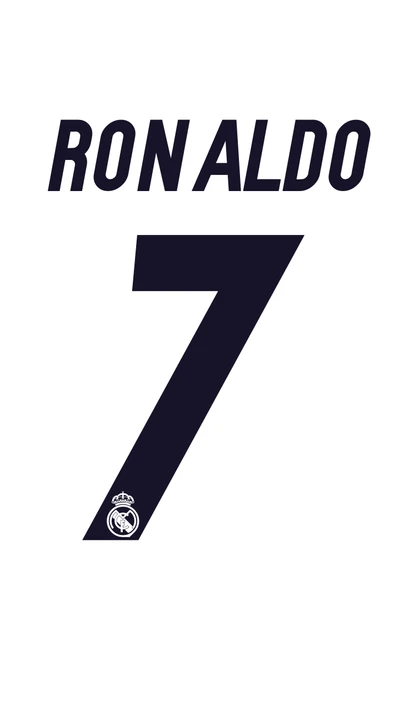 Cristiano Ronaldo's iconic jersey with the name "RONALDO" and the number "7" from Real Madrid.