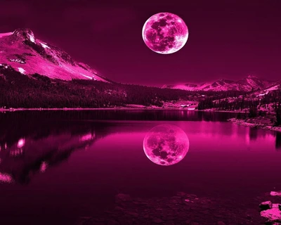 color, lake, moon, mountain, nature