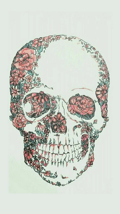 arte, floral, calavera