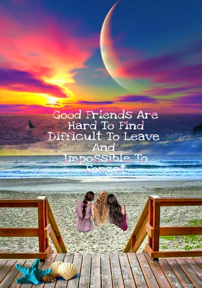 Good Friends: Cherishing Moments by the Beach at Sunset