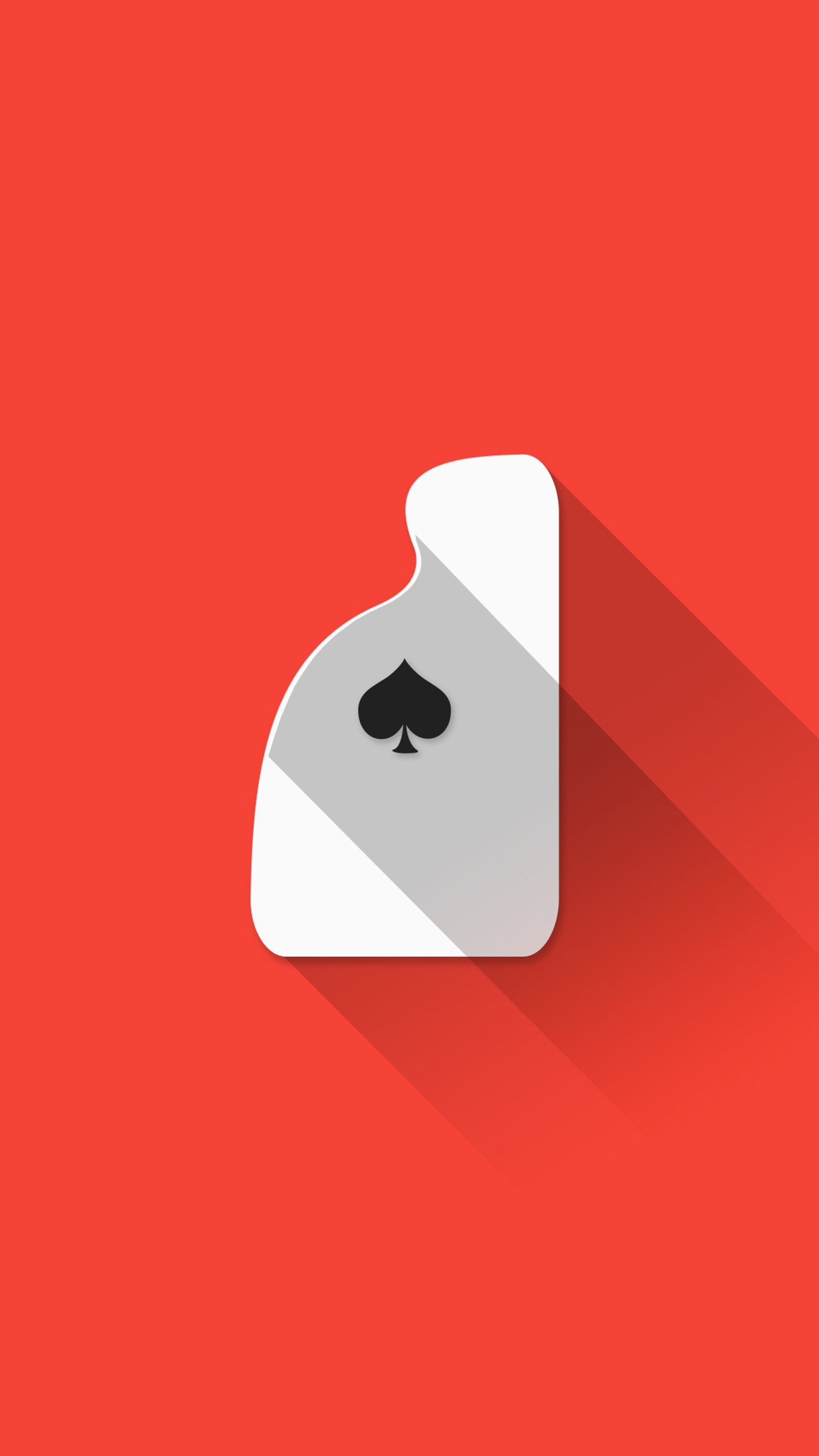 A flat icon of a card suit with a shadow on a red background (ace, card, flat, material, playing cards)