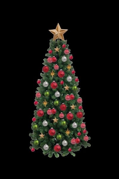 Festively Decorated Christmas Tree with Ornaments and Star Topper