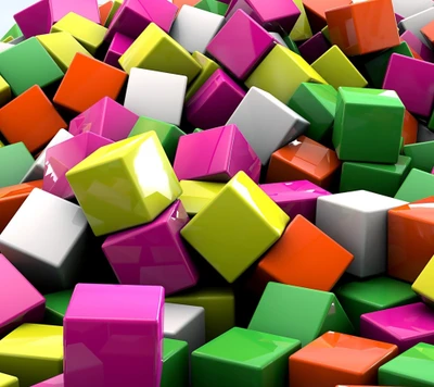 abstract, colorful, cubes