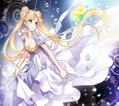 Sailor Moon como Reina Celestial Bajo las Estrellas