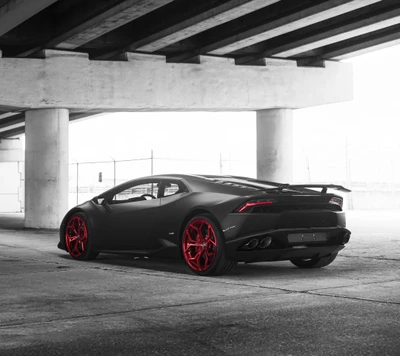 noir, voiture, lamborghini, rouge