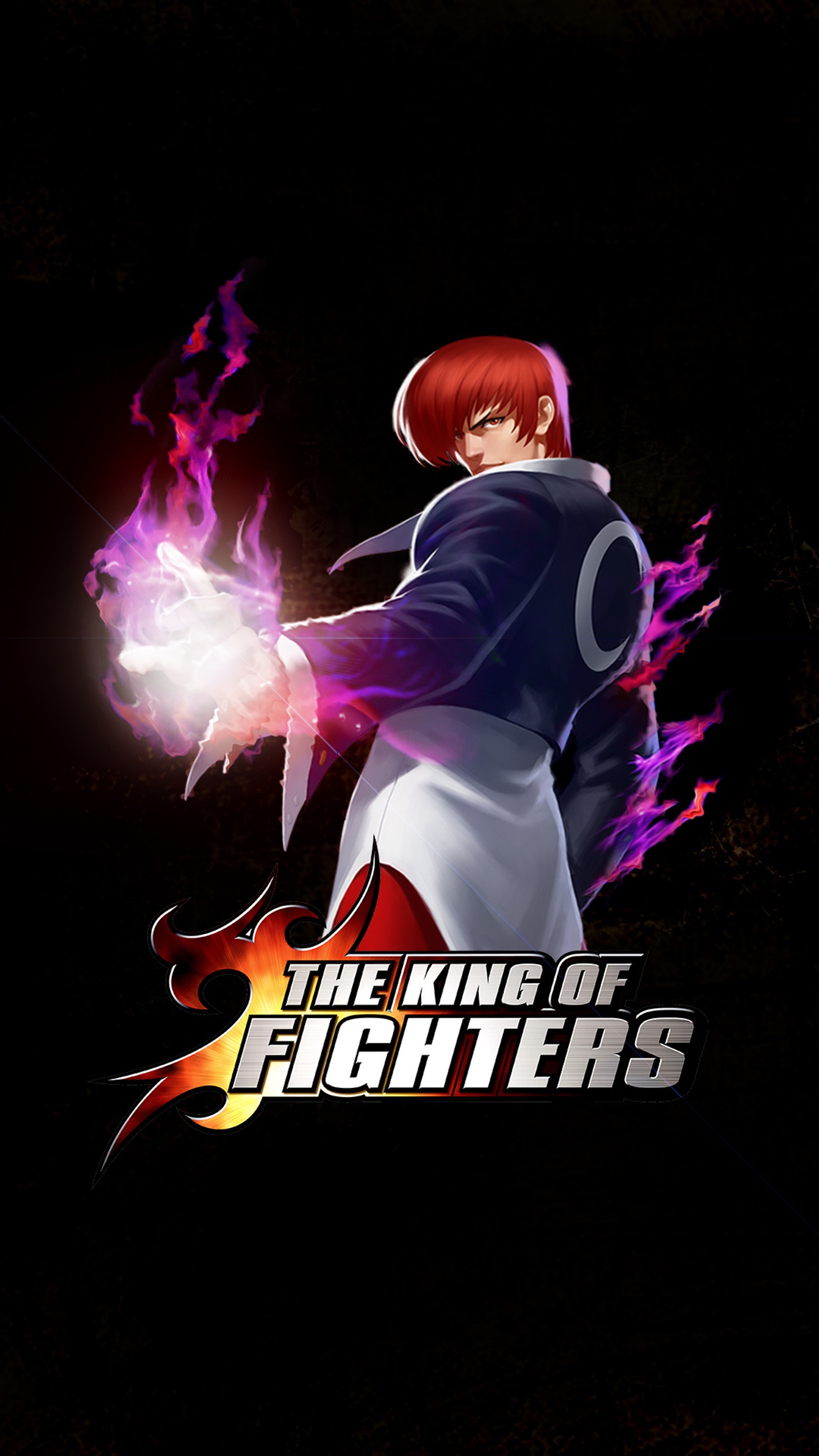 Un primer plano de una persona sosteniendo una bola de fuego en la mano (anime, juegos, iori, king of fighters, kof)