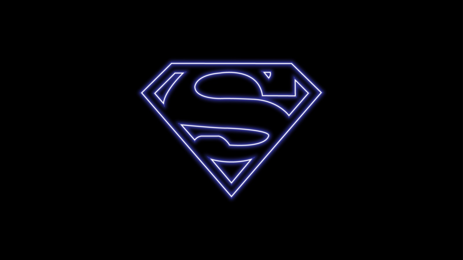 Un logo de superhombre en neón azul sobre un fondo negro (superman, logotipo, superhéroes de dc, dc superheroes, amoled)