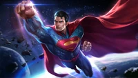 Superman schwebt durch den Kosmos in epischer DC Comics Kunst