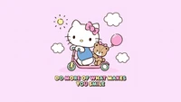 smile, happy things, pink background, hello kitty, sanrio wallpaper