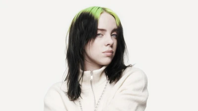 Billie Eilish: Cantora americana icônica com cabelo verde e preto distinto