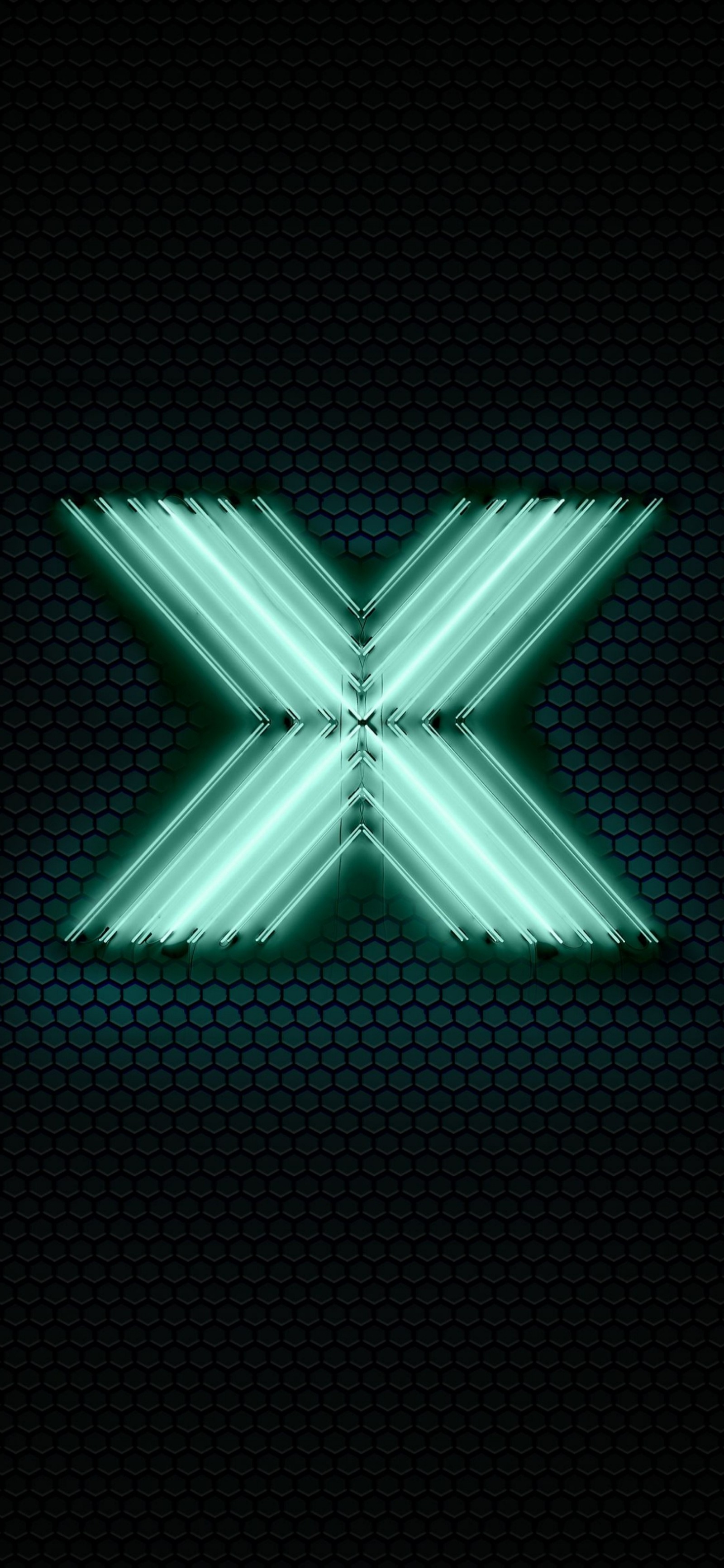 Un primer plano de un logo x verde sobre un fondo negro. (azul celeste, patrón, azul eléctrico, simetría, iluminación de efectos visuales)