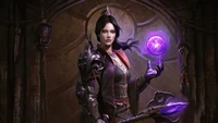 Sorcière féminine de Diablo Immortal maniant la magie noire