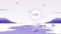 winter, illustration, river, penguins, igloo wallpaper