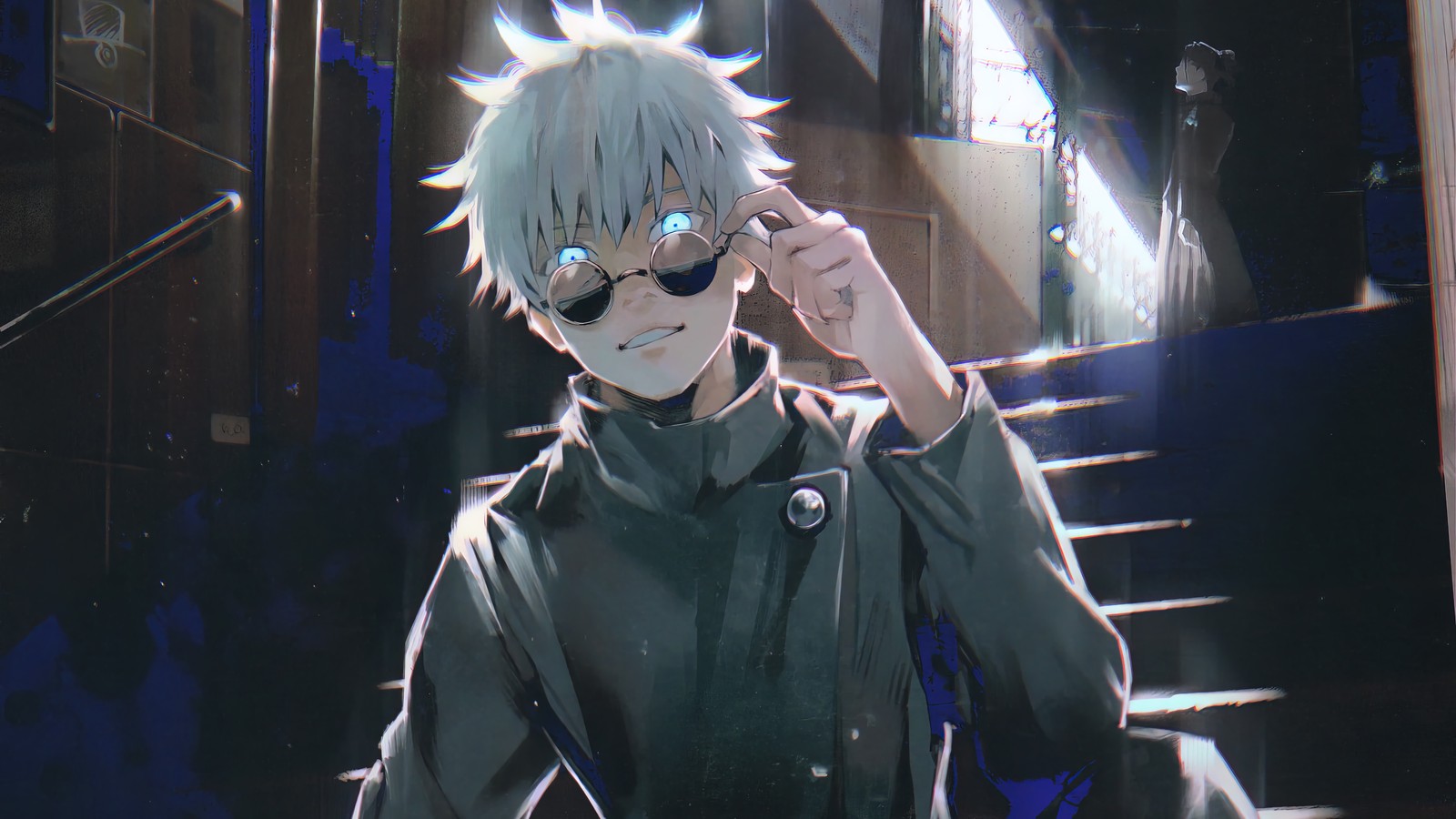 Anime, anime boy, glasses, glasses, anime, anime art, anime (satoru gojo, jujutsu kaisen, sorcery fight, 呪術廻戦, anime)