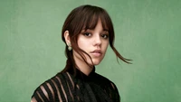 jenna ortega, arrière plan vert, 8k, 5k, gens