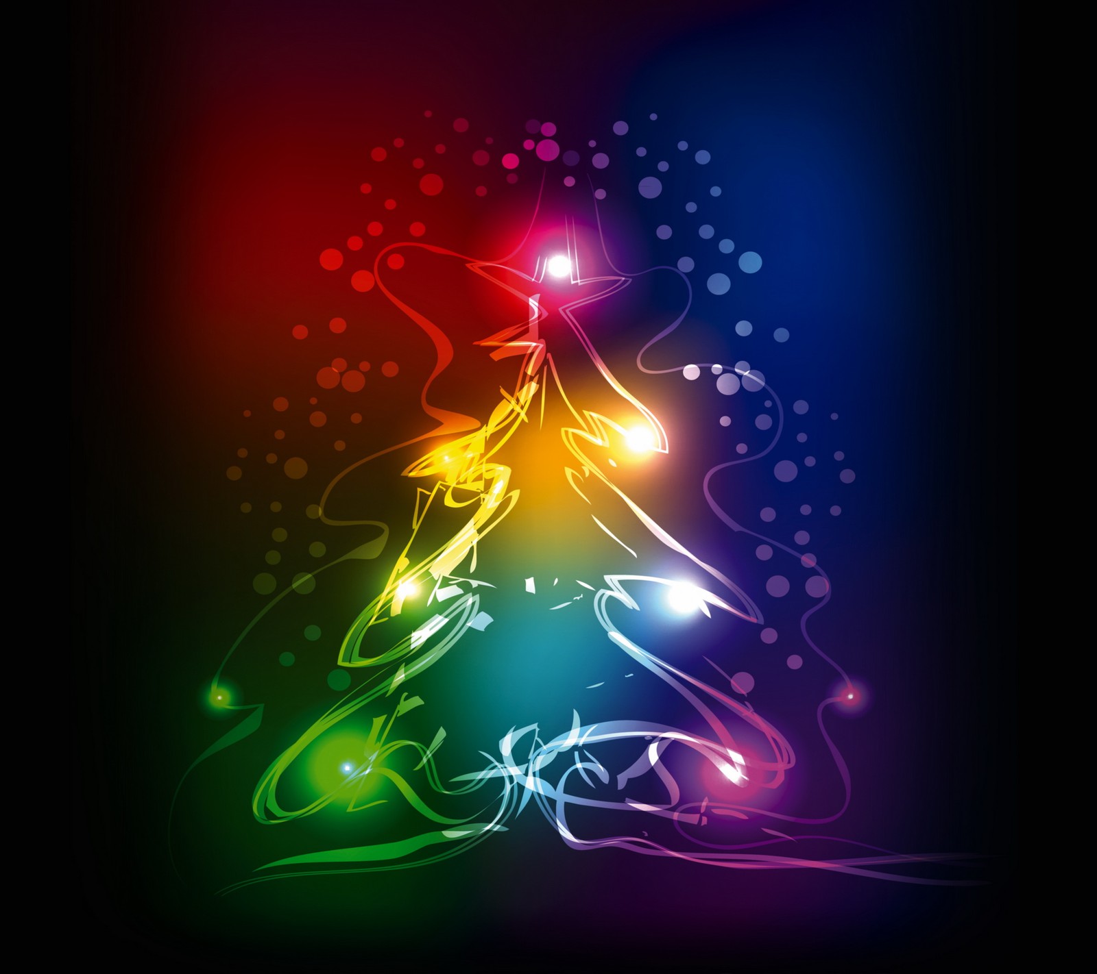 A colorful christmas tree with a star on top of it (christmas, colors, neon, tree, xmas)