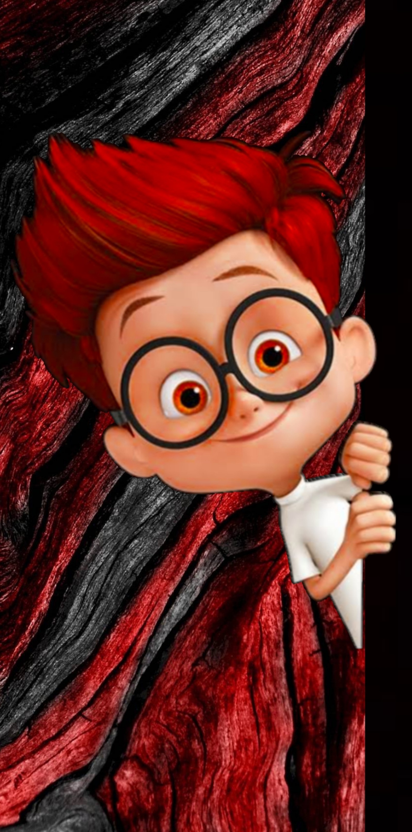 Un primer plano de un personaje de dibujos animados con cabello rojo y gafas. (belleza, caricatura, cartoon walpaper, papel de parede, zkpanezai)