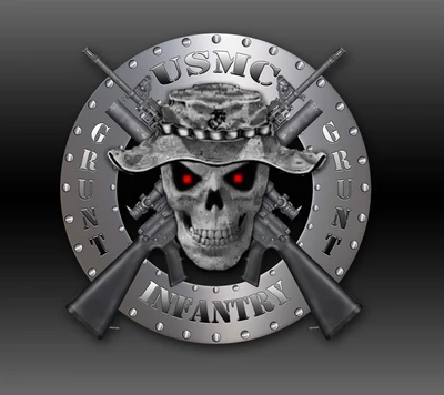 Emblema de infantería del Cuerpo de Marines de EE. UU. con calavera y rifles cruzados