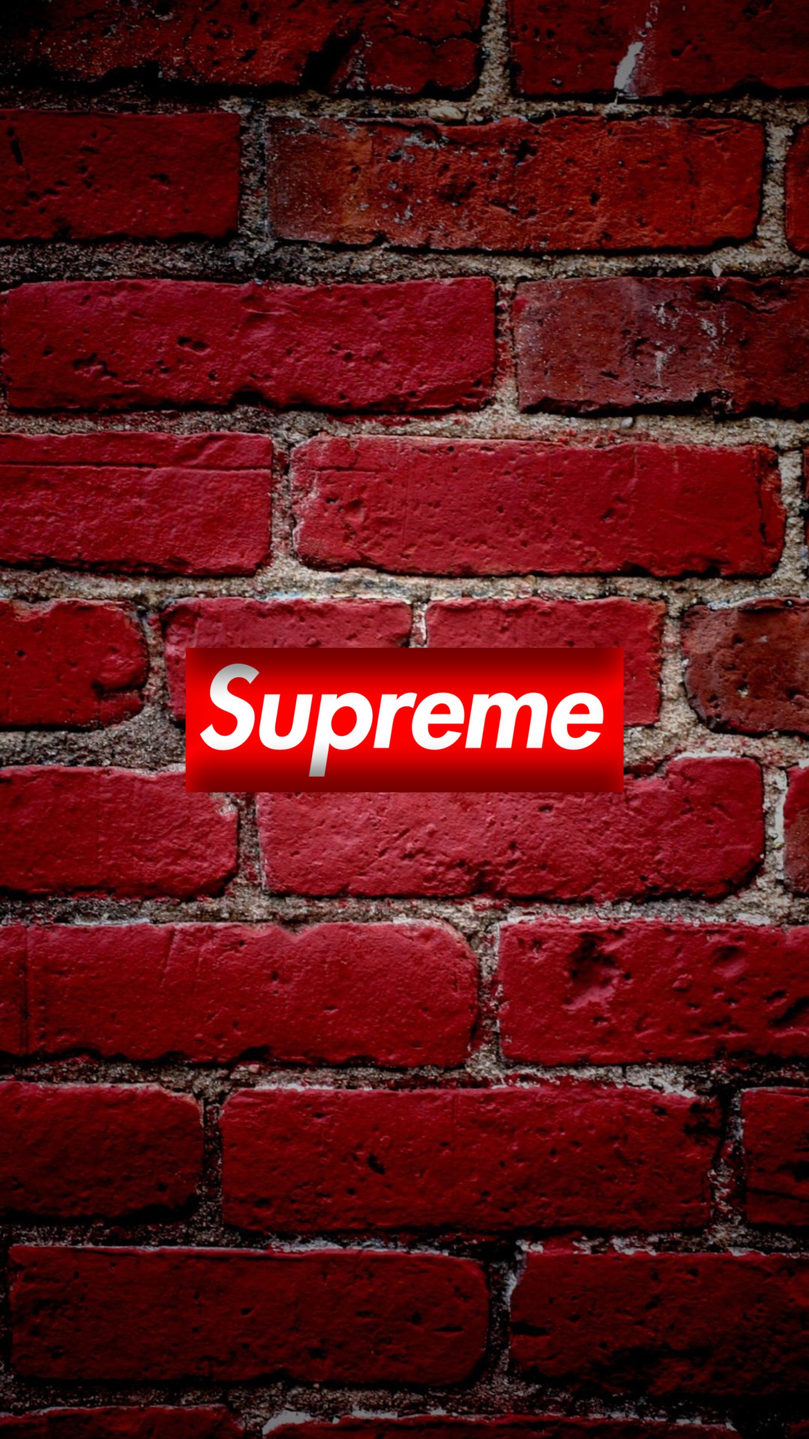 Adesivo vermelho supreme árabe em uma parede de tijolos (marcas, tijolo, hypebeast, logotipos, minimalista)