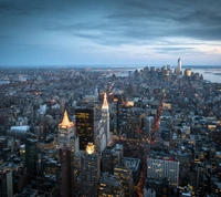 Crepúsculo sobre la ciudad de Nueva York: Un horizonte de rascacielos