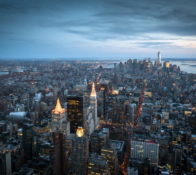 Twilight Over New York City: A Skyscraper Skyline