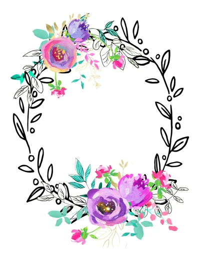 Illustration eines floralen Monogrammrahmens