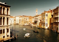 Scenic Grand Canal with Gondolas and Historic Architecture