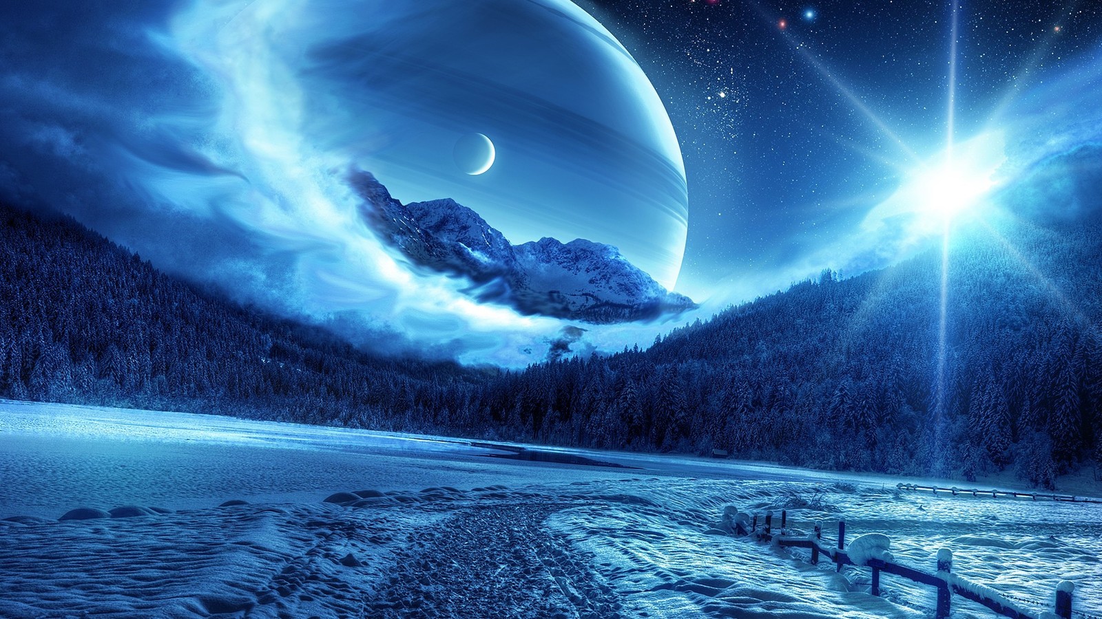 winter, night, nature, atmosphere, outer space wallpaper