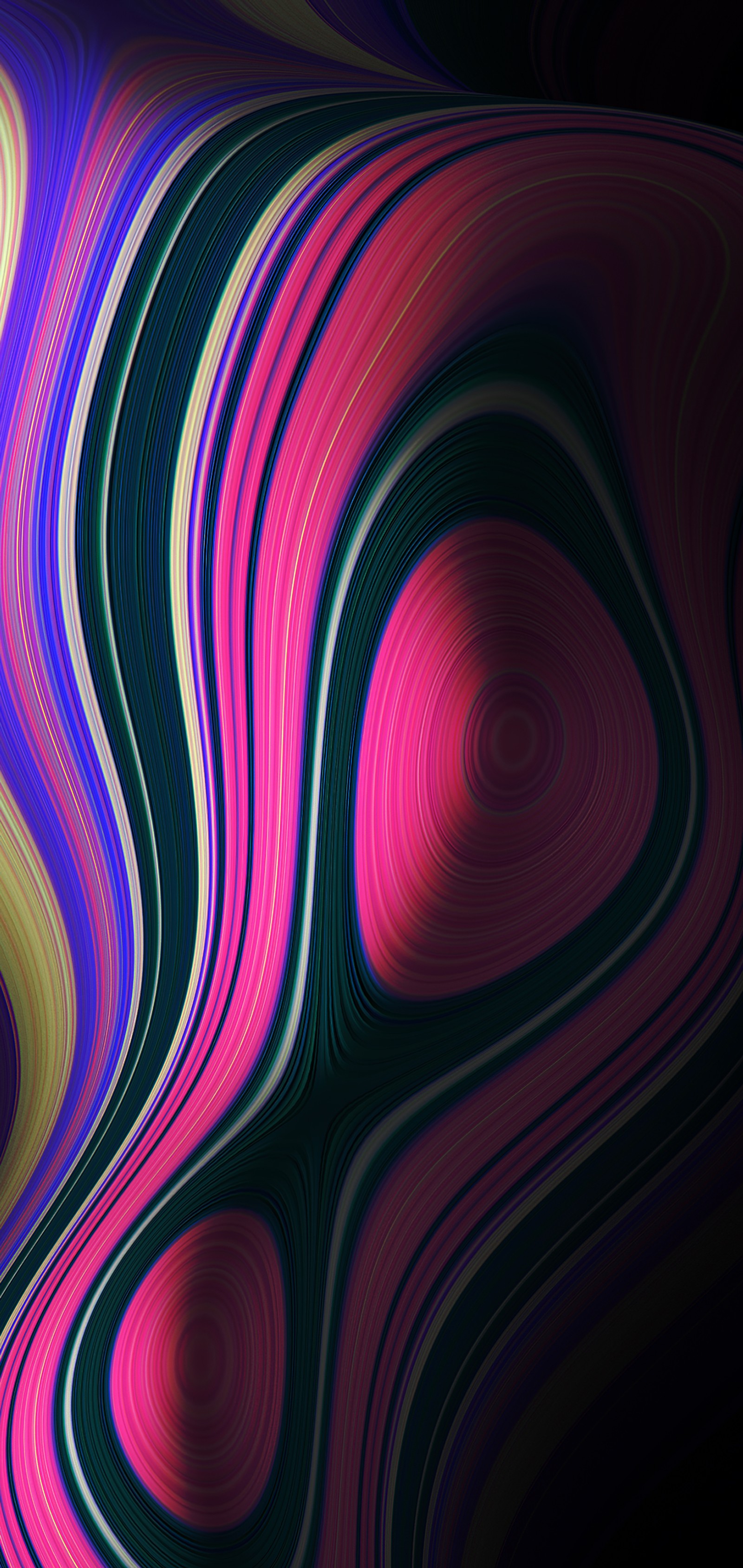 A close up of a colorful abstract design with a black background (light, fractal art, colorfulness, purple, art)