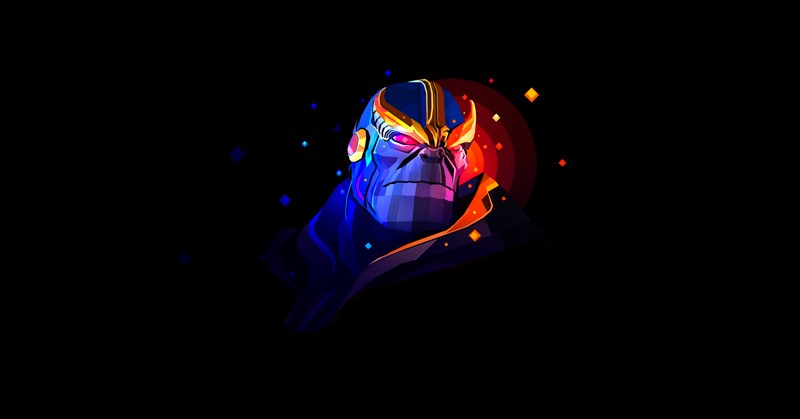 Мужчина с светящимся лицом и капюшоном (танос, thanos, marvel comics, amoled, черный фон)