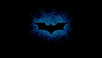 Emblème de Batman bleu électrique dans l'obscurité de minuit