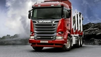 Camión semirremolque Scania R 620 en paisaje dinámico