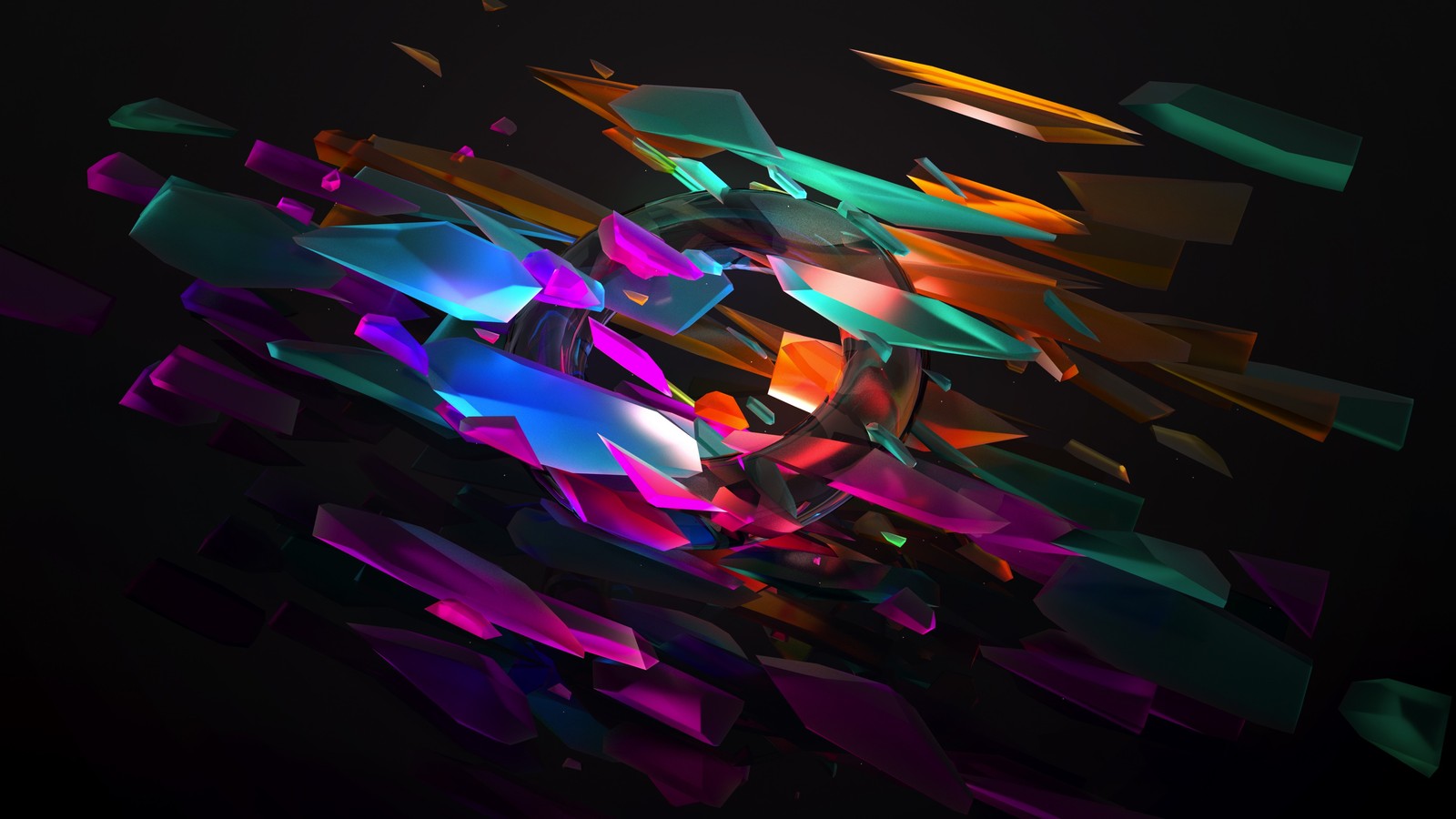 A close up of a colorful abstract design on a black background (abstract, colorful, digital art)