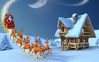 Santa Claus and His Reindeer Delivering Holiday Cheer in a Winter Wonderland