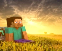 spiel, landschaft, minecraft, mine craft, sonnenuntergang