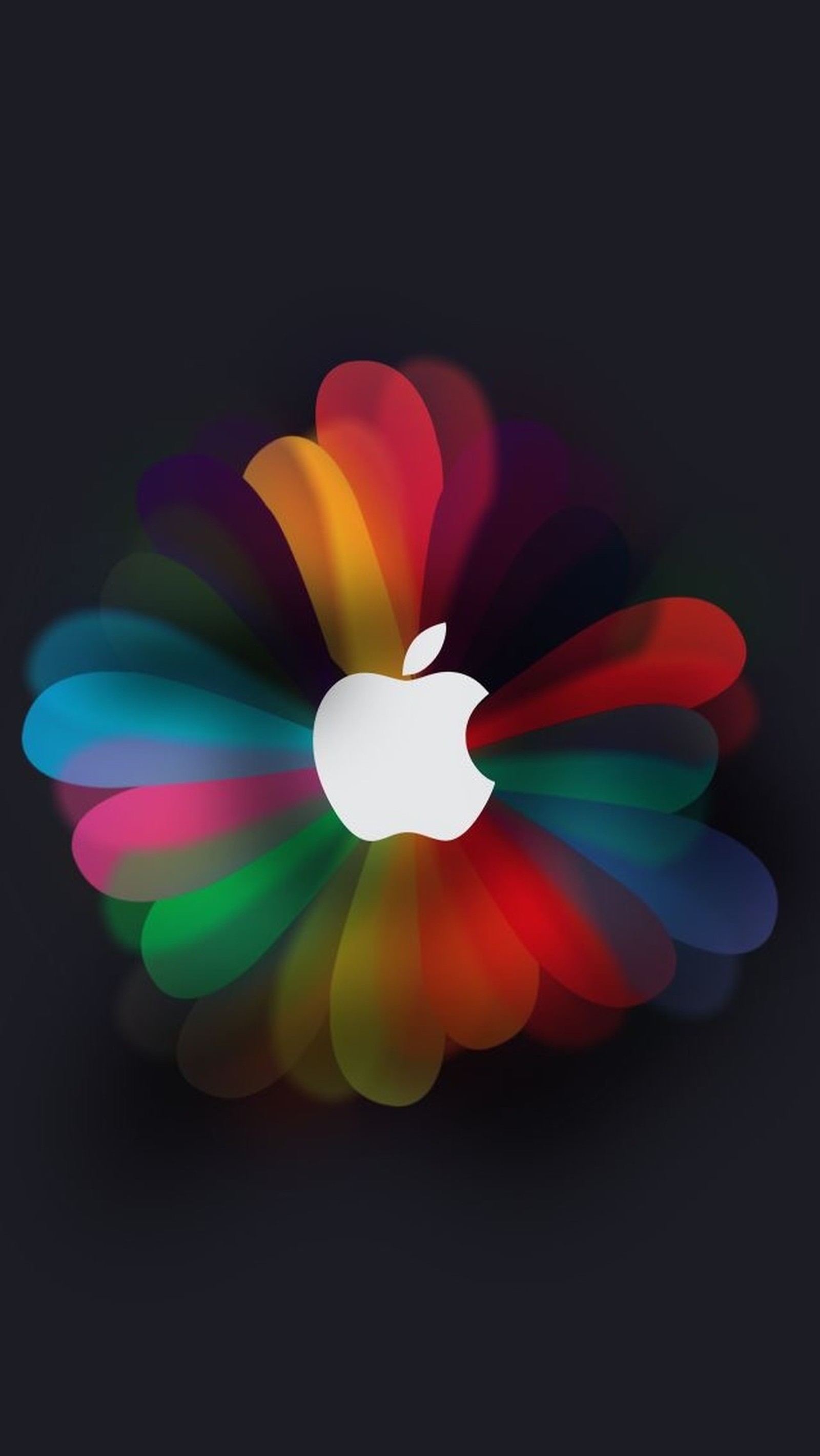 Un gros plan du logo apple avec un tourbillon coloré (pomme, couleurs)