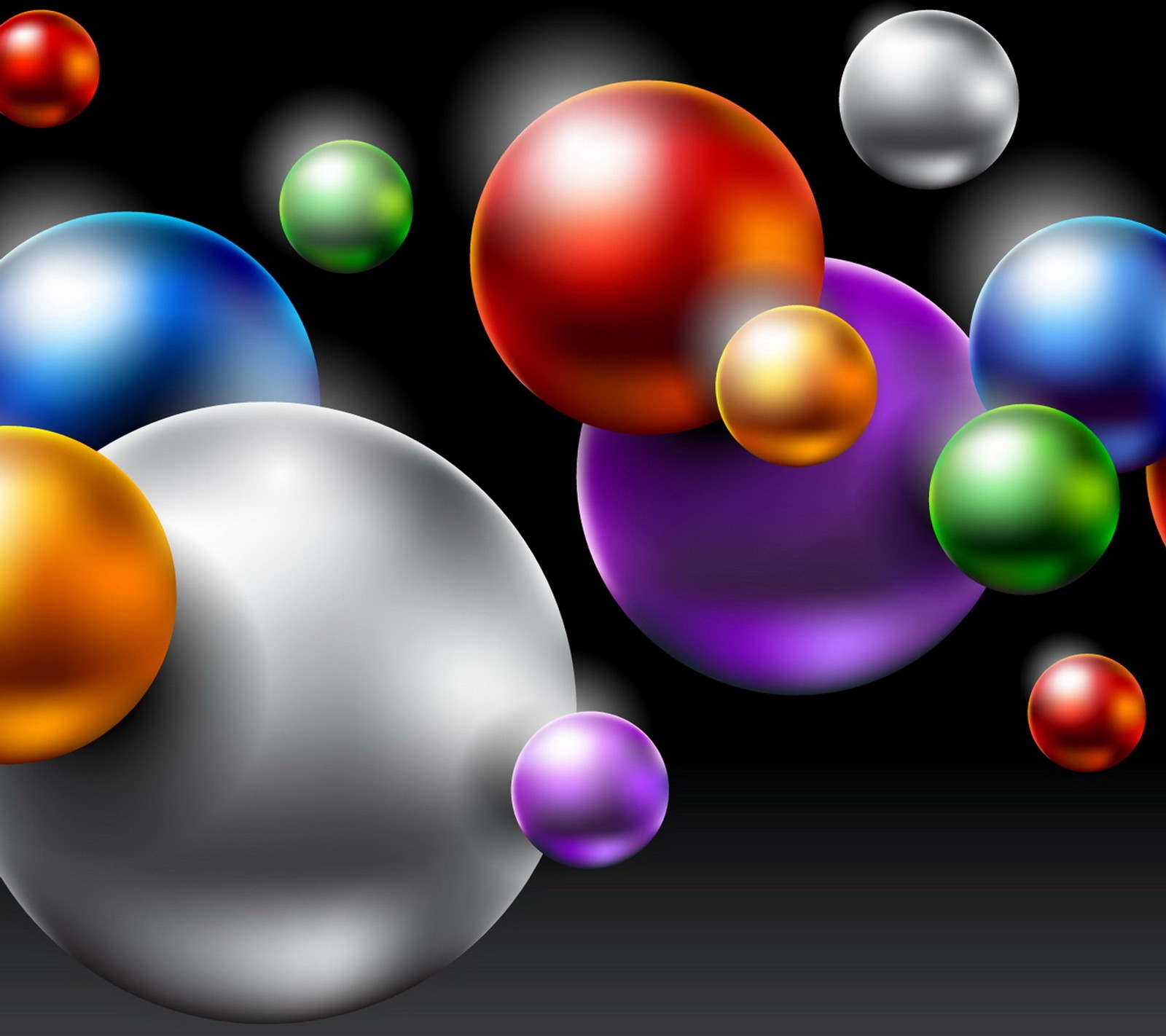 A close up of a bunch of balls floating in the air (abstract design, balls, colored)