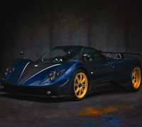 bleu, voiture, rêve, pagani, jaune