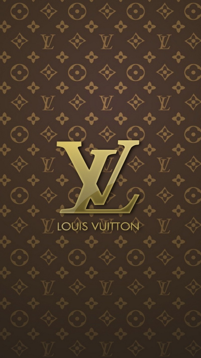 Крупный план логотипа louis vuitton на коричневом фоне (луи виттон, louis vuitton, текст, логотип, узор)