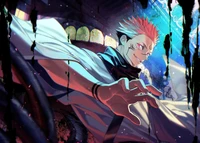 Sukuna dynamique dans Jujutsu Kaisen - Fond d'écran épique en 4K d'anime