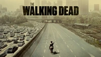 Rick Grimes Riding Alone on an Abandoned Highway in The Walking Dead Season 1