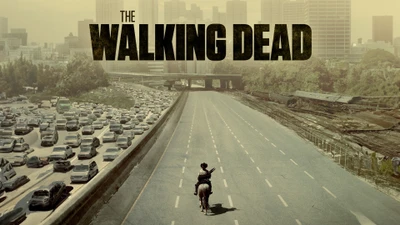 Rick Grimes montando sozinho em uma estrada abandonada em The Walking Dead temporada 1