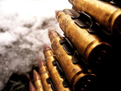 Close-Up of Metallic Ammunition and Gun Accessories