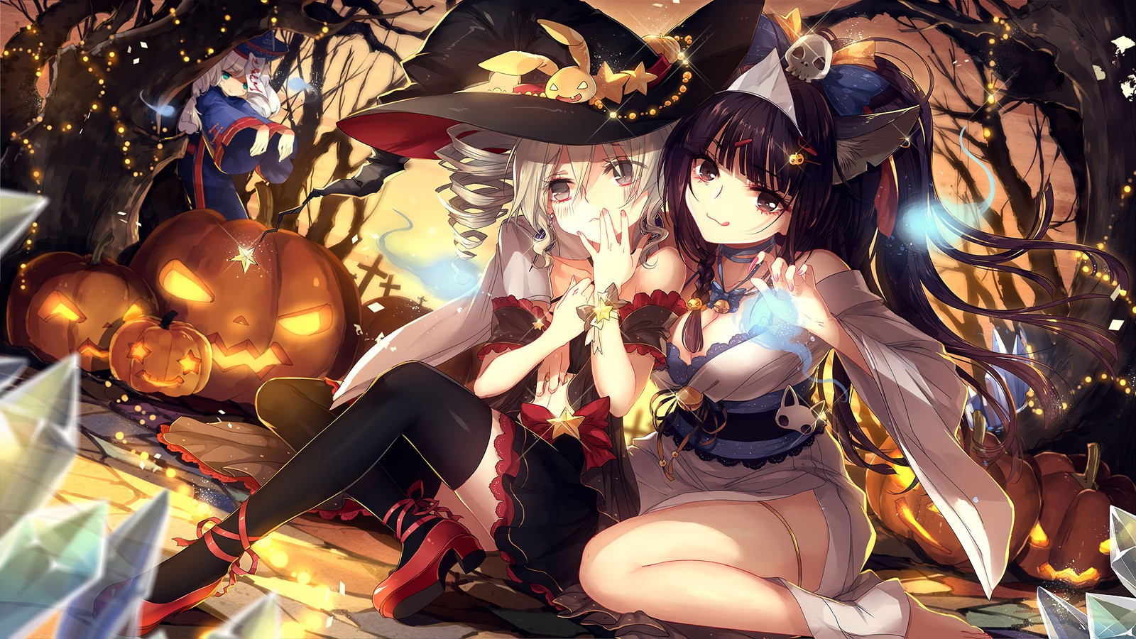 halloween, anime girls, anime, pumpkin, honkai impact 3rd wallpaper