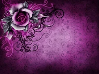 Design floral vibrante em roxo com uma rosa e elegantes espirais