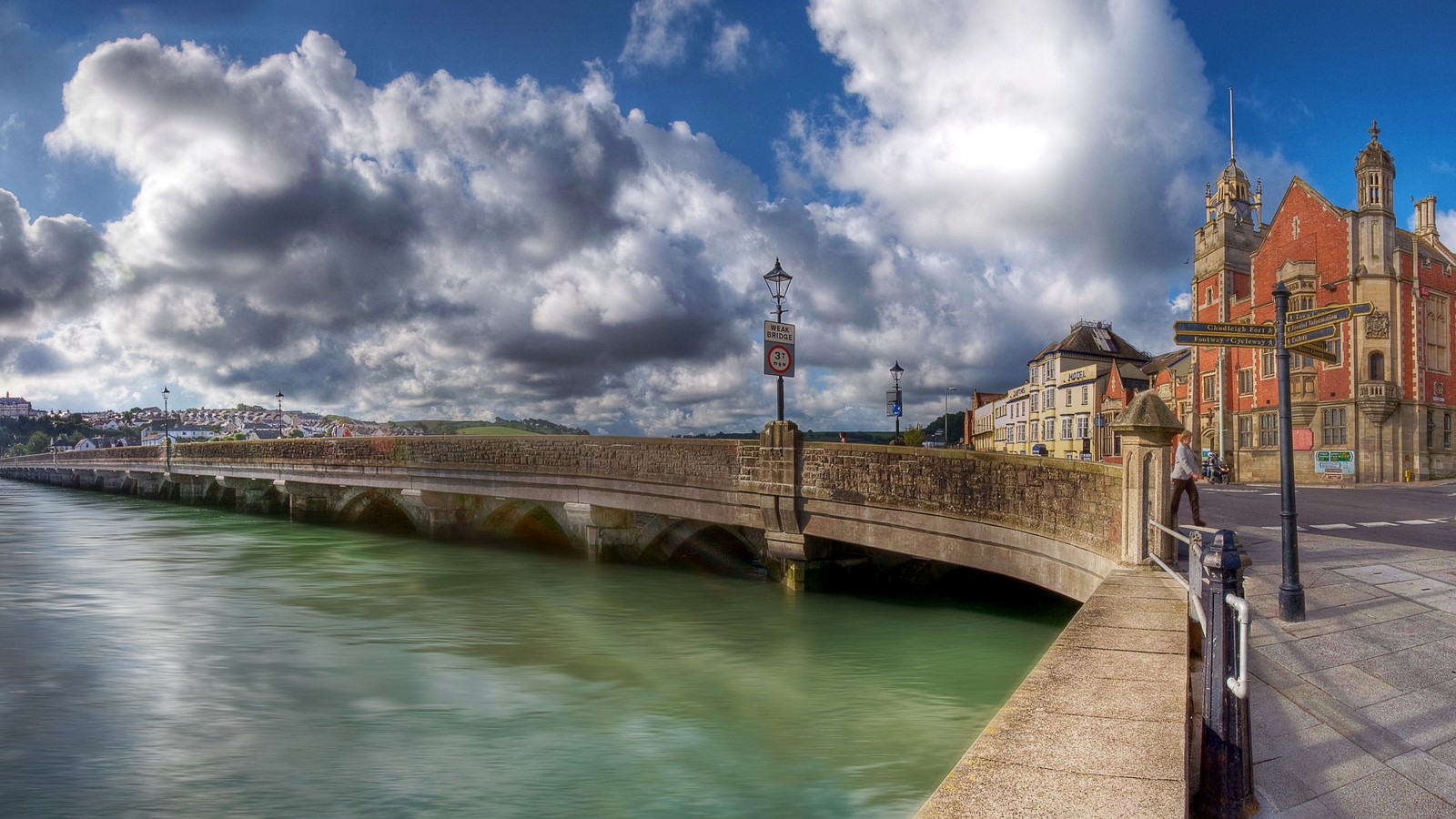 water, bridge, waterway, river, cloud wallpaper